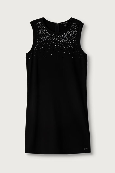 Guess Sukienka z wiskozą czarna gładka J6BK09 K5924