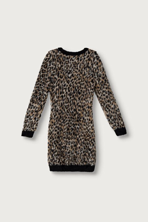 Guess Sukienka sweterkowa beżowa w panterkę J6BK04 Z1293