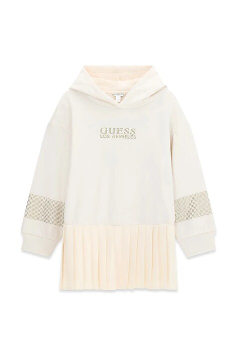 Guess Sukienka bawełniana beżowa logo J6BK01 K5911