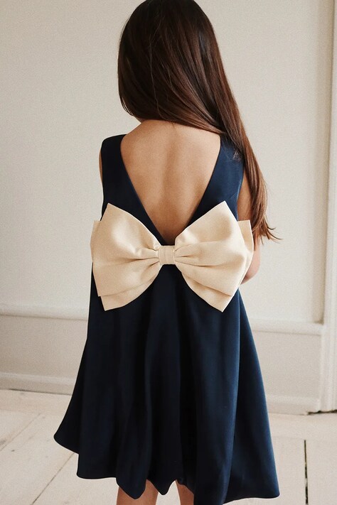 Konges Sløjd Φόρεμα balloon SHEENA DRESS σκούρο μπλε απλό KS107392