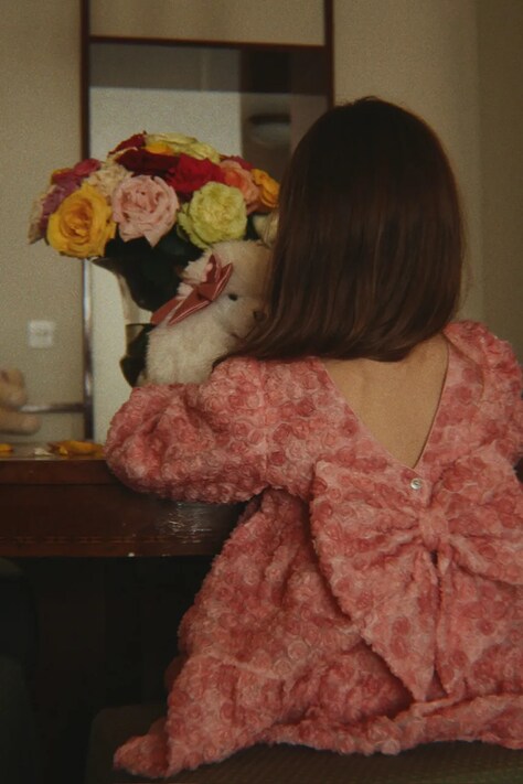 Konges Sløjd Φόρεμα flared ALLY LS FLOWER DRESS ροζ φλοράλ KS106196
