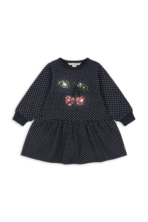 Konges Sløjd Сукня з бавовною LOU DOT SEQUIN SWEAT DRESS GOTS чорна у крапку KS106118