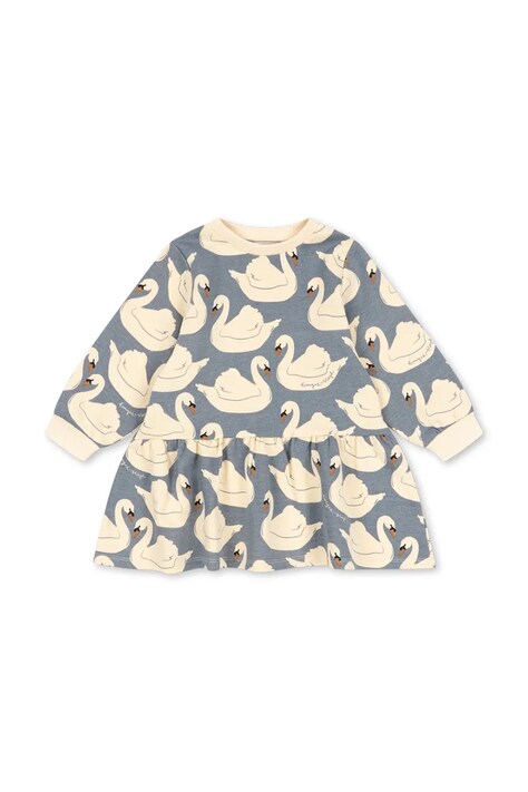 Konges Sløjd Sukienka bawełniana LOUPY PRINT SWEAT DRESS GOTS niebieska z motywem zwierzęcym KS106114