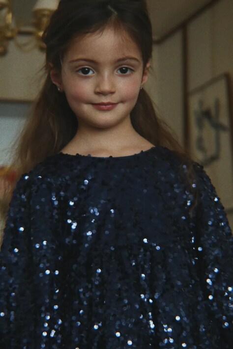Konges Sløjd Sukienka LILA SEQUINS BOW DRESS granatowa KS106100