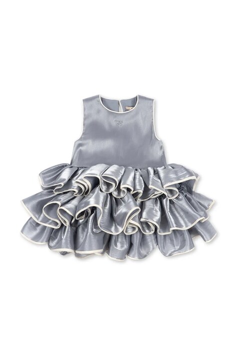 Konges Sløjd Sukienka FIA FRILL DRESS GRS niebieska gładka KS106017