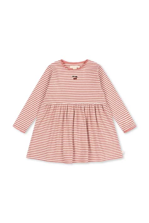 Konges Sløjd Šaty s bavlnou ROLI STRIPE DRESS OCS ružové s pásikavým vzorom KS107378