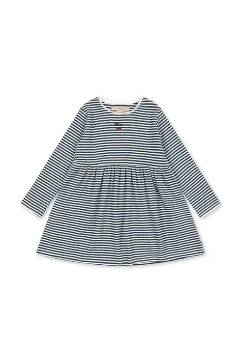 Konges Sløjd Sukienka z bawełną ROLI STRIPE DRESS OCS niebieska w paski KS107378