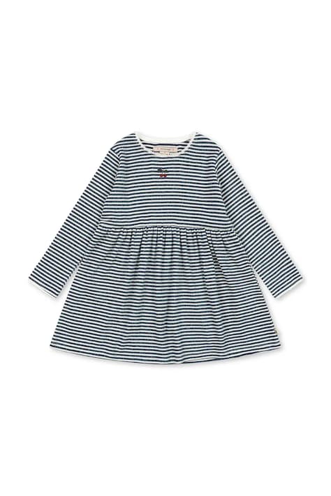 Konges Sløjd Sukienka z bawełną ROLI STRIPE DRESS OCS niebieska w paski KS107378