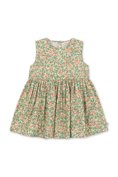 Konges Sløjd Šaty bavlnené PONZA DRESS GOTS zelené s kvetmi KS106201