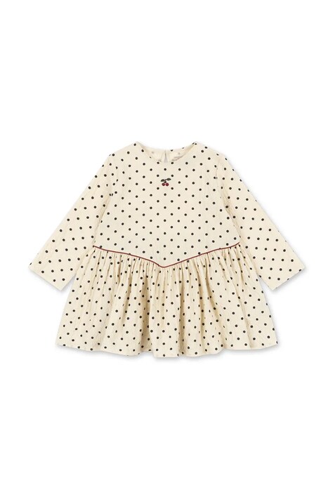Konges Sløjd Sukienka rozkloszowana bawełniana z elastanem ELIN DRESS GOTS biała KS105977
