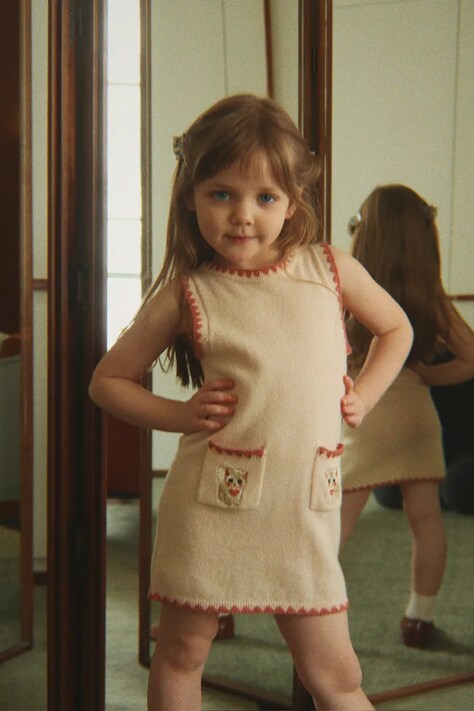 Konges Sløjd Τουνίκ μάλλινο COLLETTE DRESS ροζ με κεντήματα KS105956