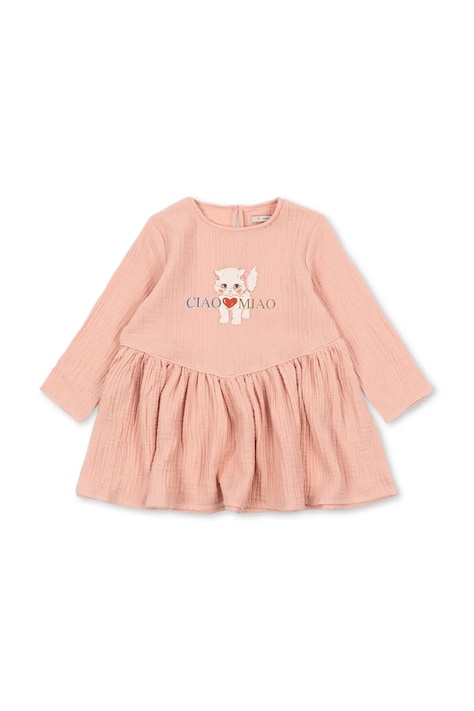 Konges Sløjd Šaty bavlnené COCO MIAO DRESS GOTS ružové s potlačou KS105948