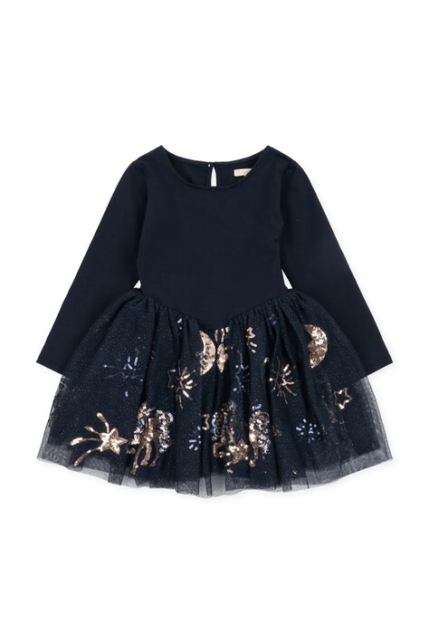 Konges Sløjd Šaty s rozšíreným strihom s bavlnou YVONNE BALLERINA DRESS GRS tmavomodré KS106331
