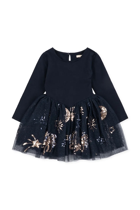Konges Sløjd Šaty s rozšíreným strihom s bavlnou YVONNE BALLERINA DRESS GRS tmavomodré KS106331