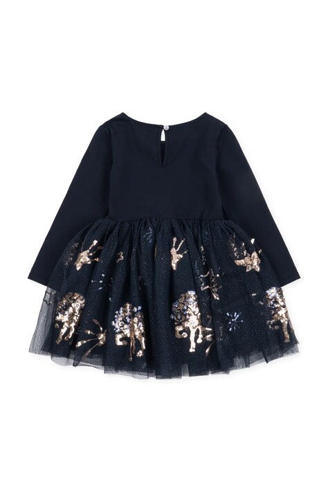 Konges Sløjd Sukienka rozkloszowana z bawełną YVONNE BALLERINA DRESS GRS granatowa KS106331