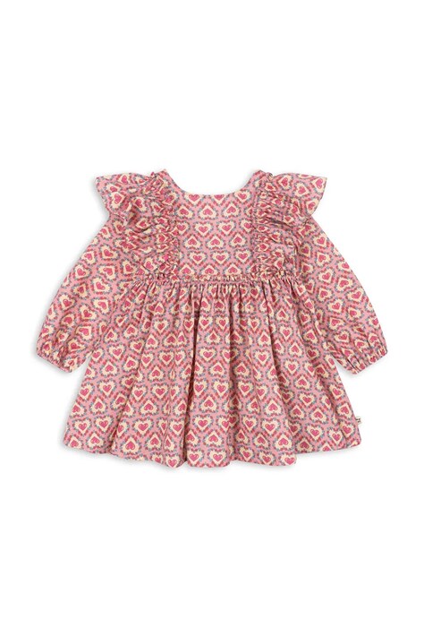 Konges Sløjd φόρεμα flared βαμβακερό EVIA LS BOW DRESS GOTS ροζ τύπωμα KS105988