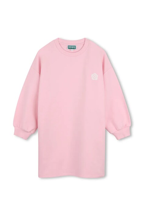 Kenzo Kids Oversize obleka bombažna roza enobarvna K62172