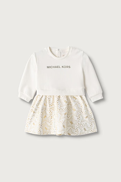 Michael Kors Rochie evazată din bumbac cu elastan albă cu imprimeu R30658