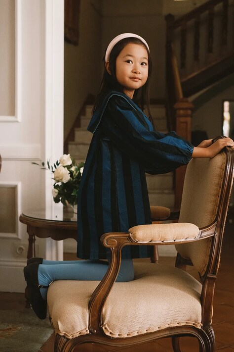 Tinycottons ruha kordbársony BLUE STRIPES CORDUROY DRESS kék csíkos AW26-199