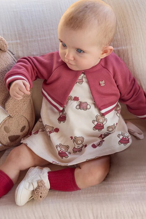 Mayoral Newborn разкроена рокля с памук бежова 2827