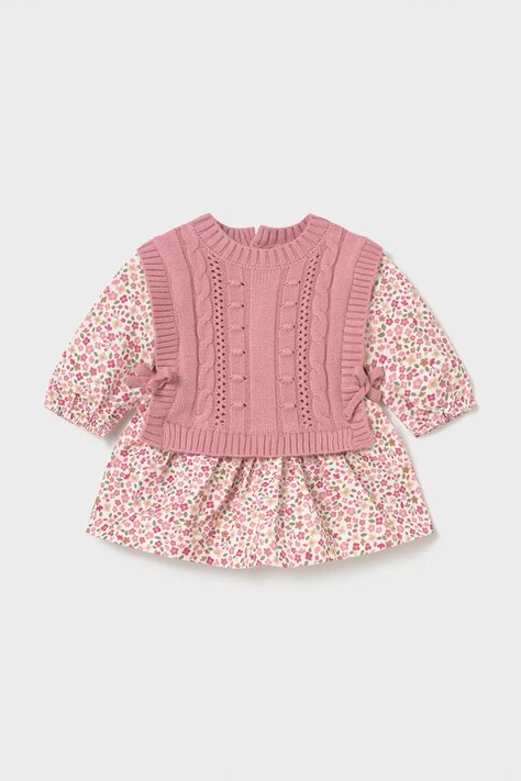 Mayoral Newborn Расклешенное платье розовое цветы 2821
