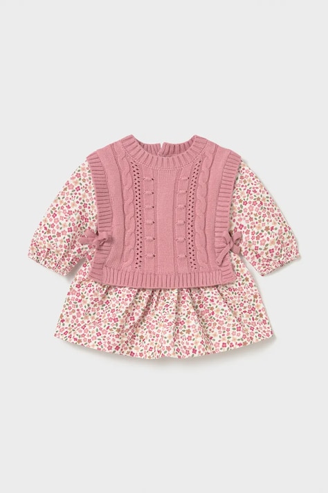 Mayoral Newborn Расклешенное платье розовое цветы 2821