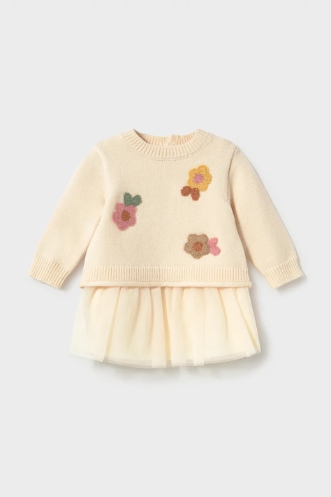 Mayoral Newborn Двухсоставное платье бежевое 2820