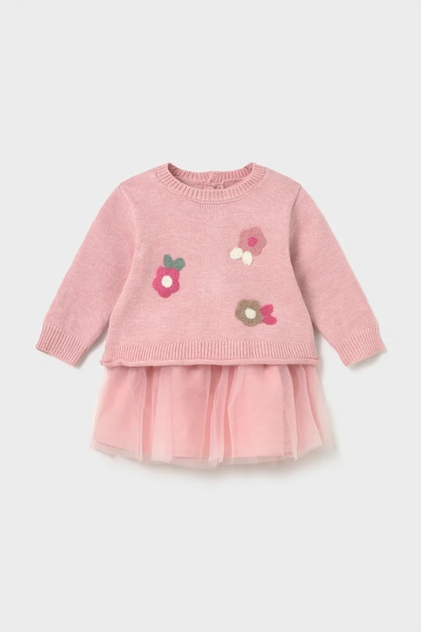 Mayoral Newborn Двухсоставное платье розовое 2820
