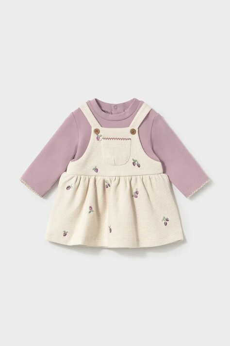 Mayoral Newborn Платье из хлопка с эластаном бежевое 2812