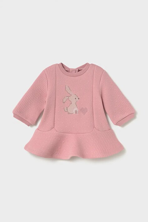 Mayoral Newborn расклешенное платье с хлопком розовое с анималистическим мотивом 2806