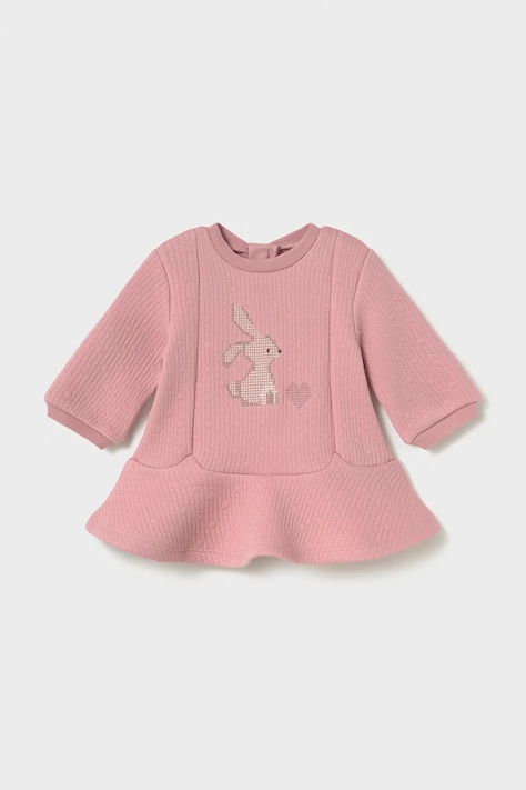 Mayoral Newborn расклешенное платье с хлопком розовое с анималистическим мотивом 2806