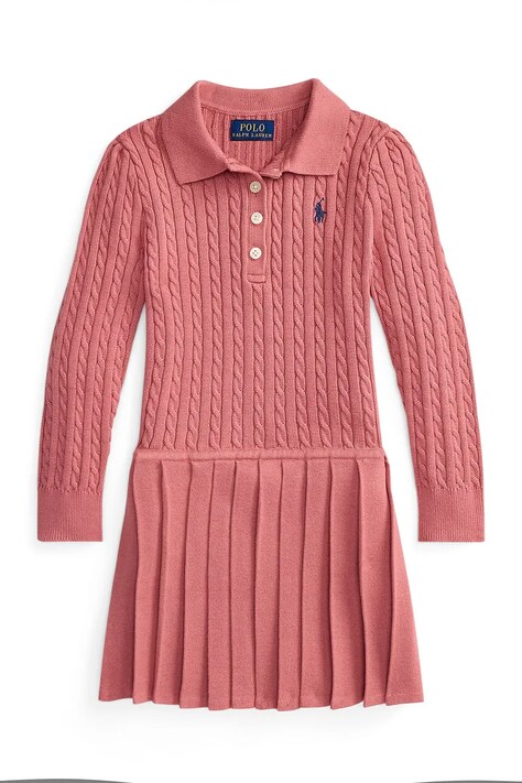 Polo Ralph Lauren plisirana haljina od pamuka roza bez uzorka 312978841500
