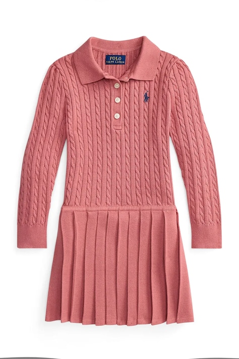 Polo Ralph Lauren plisirana haljina od pamuka roza bez uzorka 312978841500