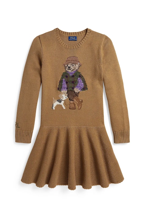 Polo Ralph Lauren haljina A-kroja s pamukom smeđa 313B26005001