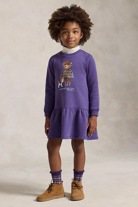 Polo Ralph Lauren pletena haljina s pamukom ljubičasta s tiskom 312B26294001