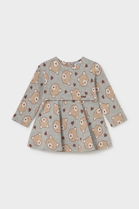 Mayoral φόρεμα flared με βαμβάκι γκρί με animal print 2905