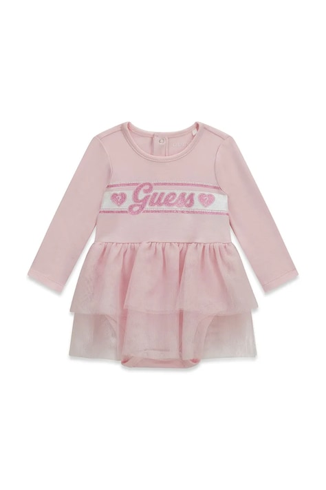 Guess sukienka rozkloszowana różowa z nadrukiem S6YG06 K3937