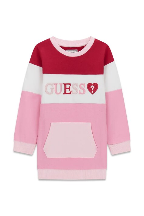 Guess sukienka letnia bawełniana różowa z nadrukiem K6YK01 K3830