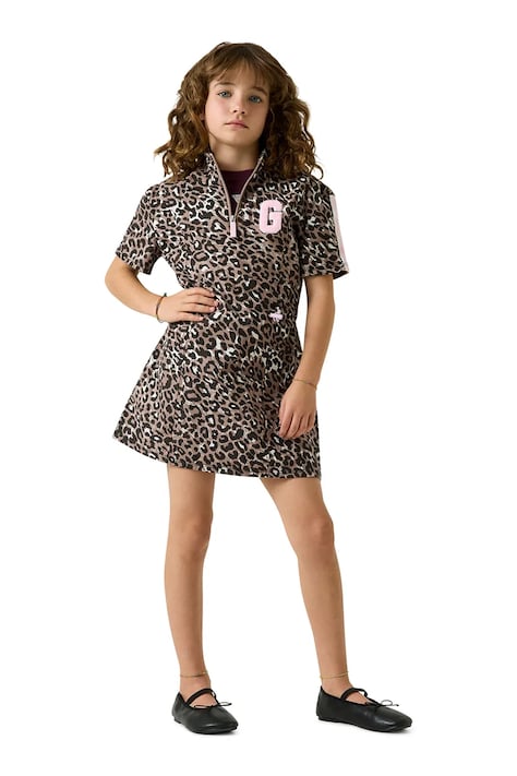 Guess sukienka letnia bawełniana brązowa z motywem zwierzęcym J6YK15 W3048