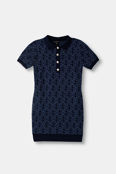 Guess sukienka sweterkowa z dodatkiem wełny niebieska monogram J6YK11 Z0853