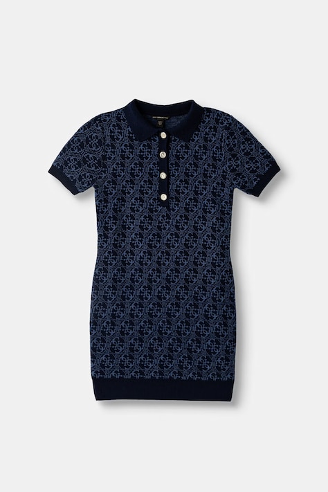 Guess sukienka sweterkowa z dodatkiem wełny niebieska monogram J6YK11 Z0853