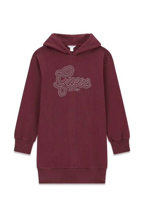 Guess sukienka bawełniana bordowa z nadrukiem J6YK07 K3959