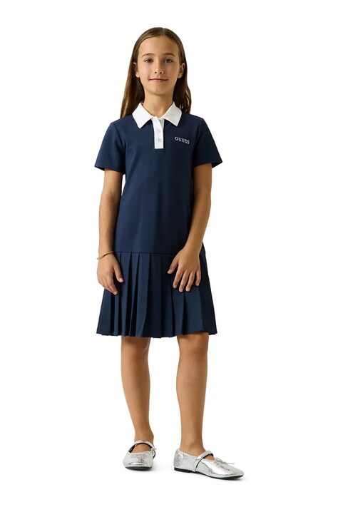 Guess sukienka z wiskozą granatowa gładka J6YK03 K3956