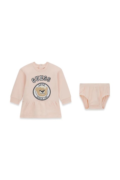 Guess sukienka bawełniana różowa A6YK06 K3907