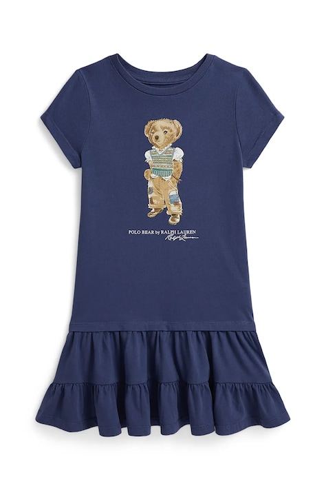 Polo Ralph Lauren καλοκαιρινό βαμβακερό φόρεμα σκούρο μπλε με τύπωμα 312B20040001