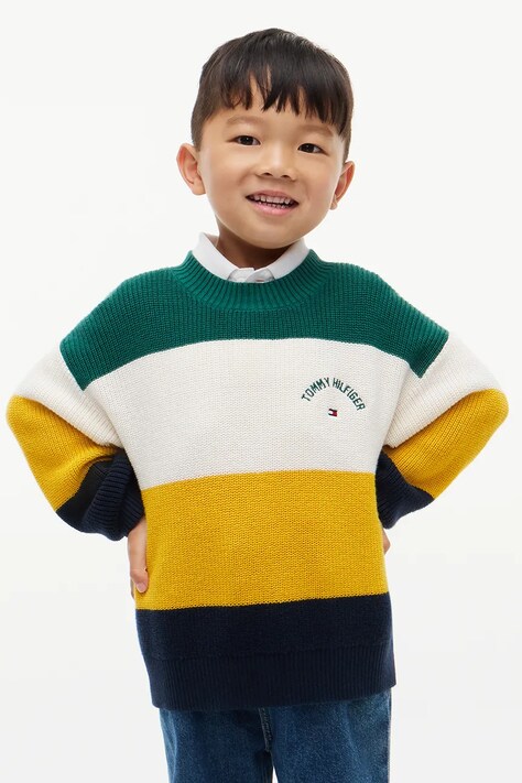 Tommy Hilfiger Sweter dziecięcy bawełniany multicolor KS0KS00807