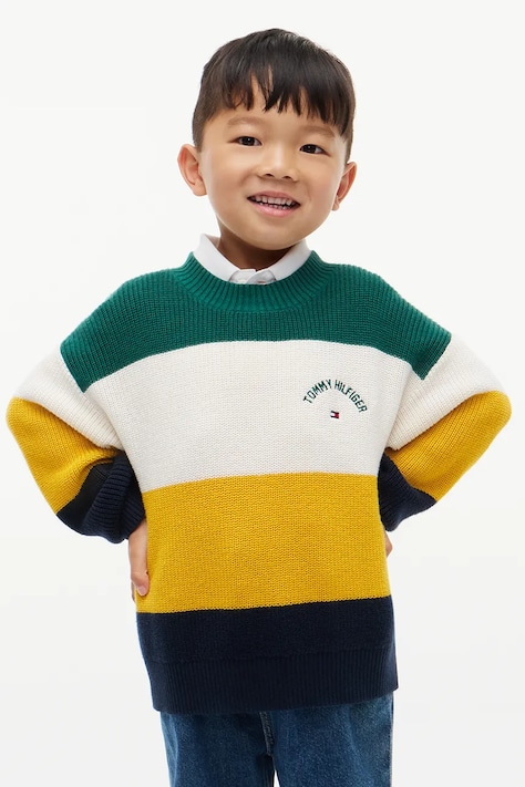 Tommy Hilfiger Sweter dziecięcy bawełniany multicolor KS0KS00807