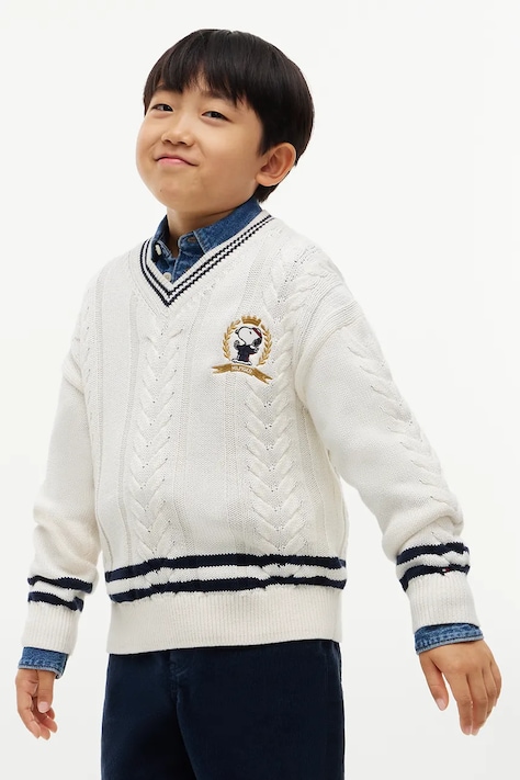 Tommy Hilfiger Sweter dziecięcy bawełniany x Peanuts biały KS0KS00763
