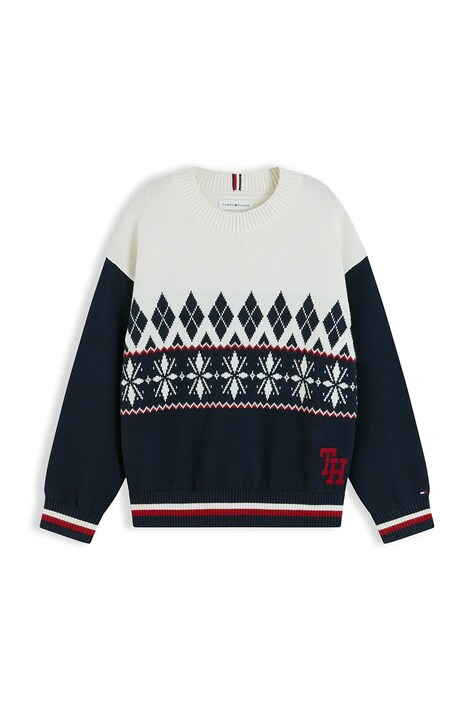 Tommy Hilfiger Sweter dziecięcy bawełniany granatowy KB0KB10700