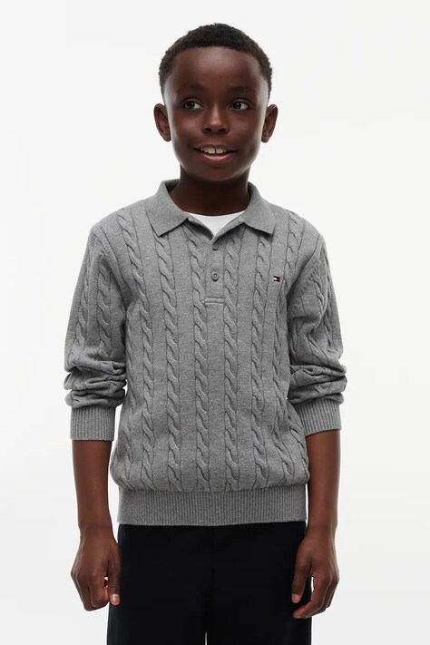 Tommy Hilfiger sweter dziecięcy bawełniany szary KB0KB10624